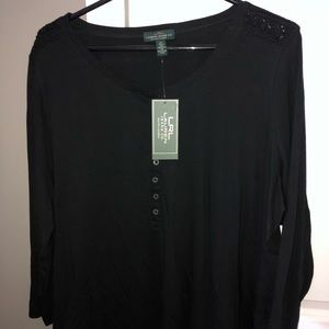 Ralph Lauren 3/4 sleeve black top